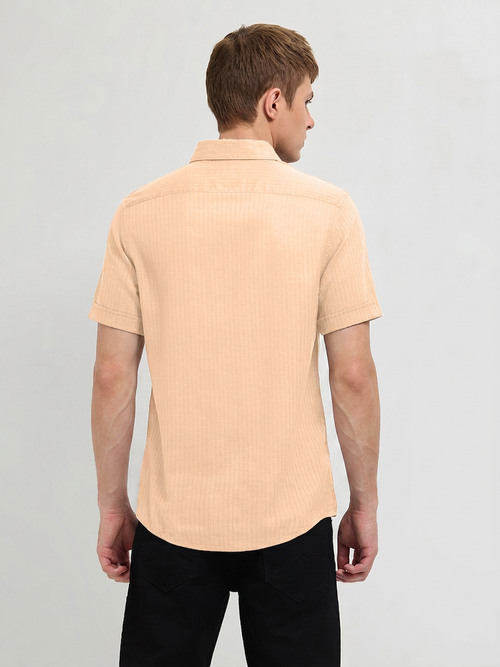 Pale Orange Solid Casual Shirt
