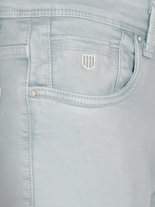 Steel Denim Cotton Stretch Solid Trousers