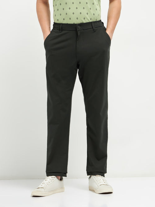 Olive Stretchable Lycra Cotton Traveler Trouser