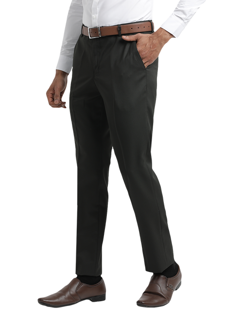 Olive Micro Dobby Solid Trousers
