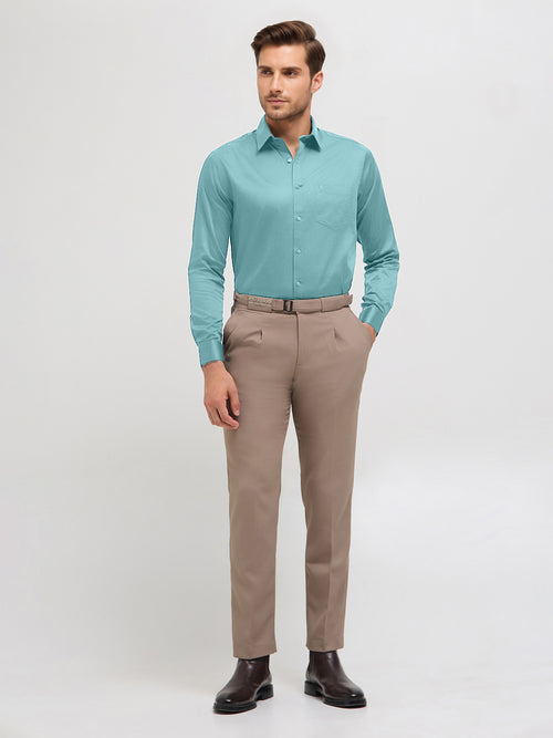 Ocean Blue Solid Formal Shirt
