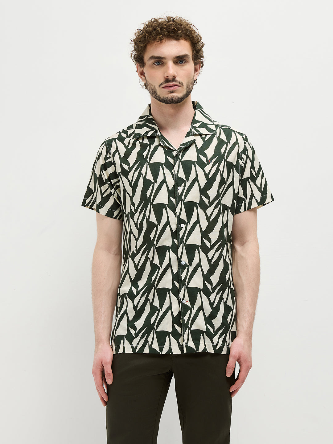 olive green mens casual shirt