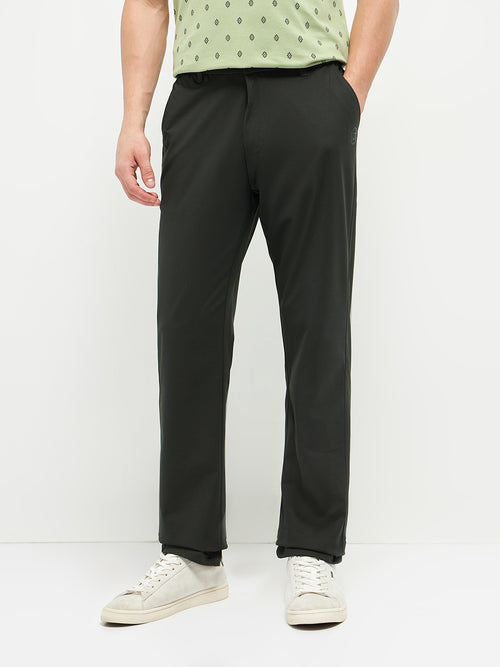 Olive Stretchable Lycra Cotton Traveler Trouser