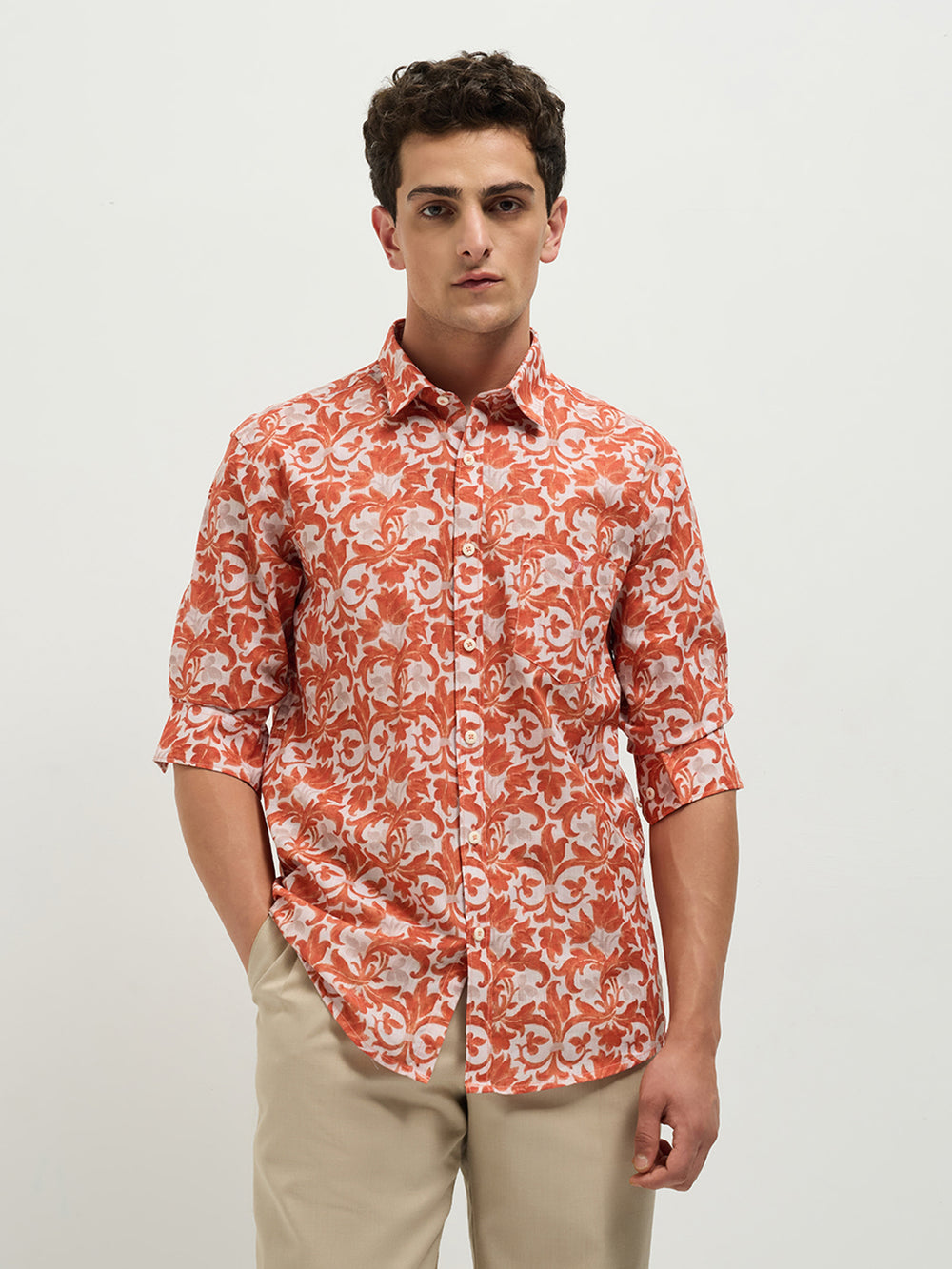 orange casual shirt