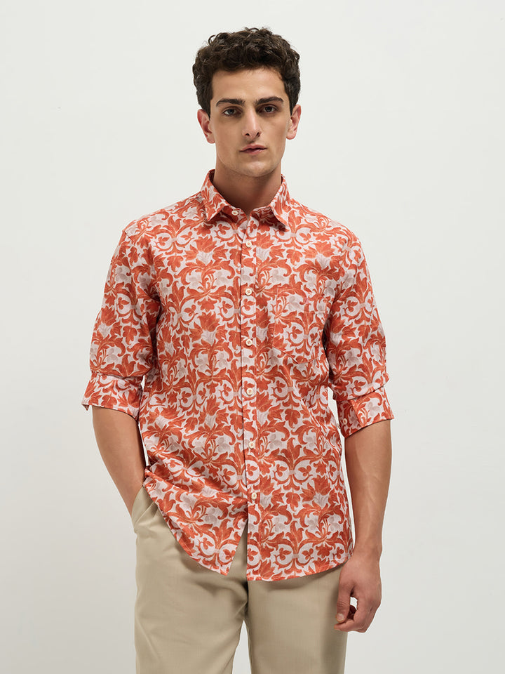 orange casual shirt