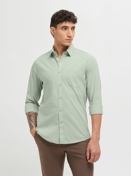 Pastel Green Solid Casual Shirt