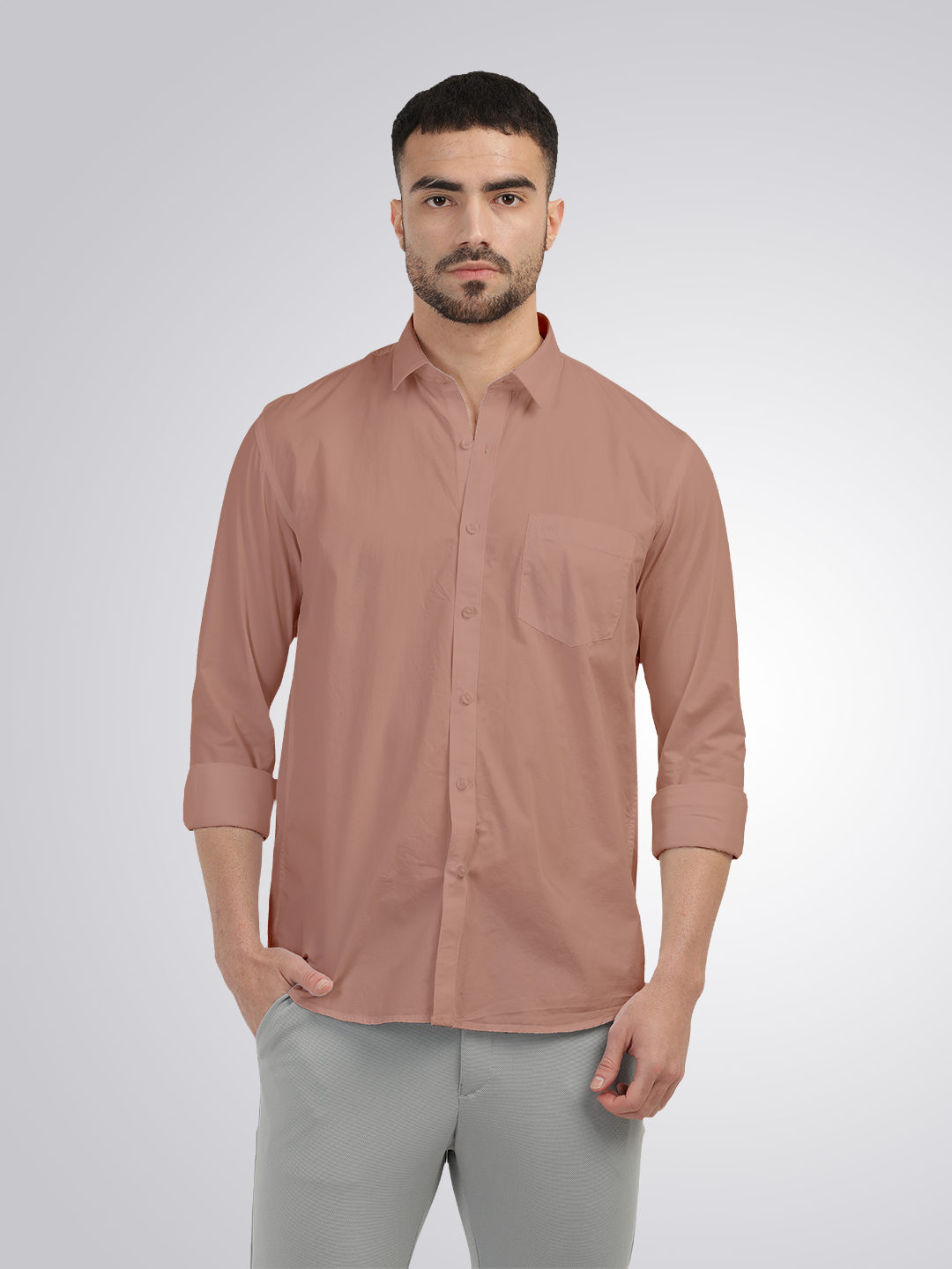 pastel pink shirt