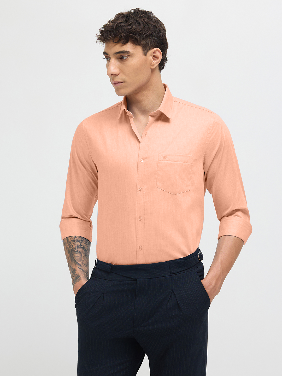 peach formal shirt