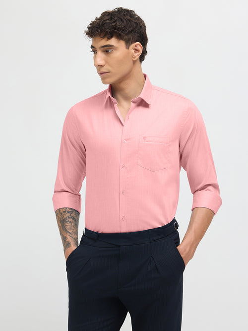 Pastel Peach Solid Formal Shirt