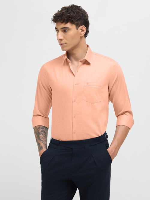 Powder Peach Solid Formal Shirt