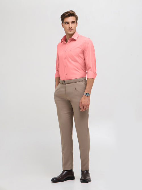 Deep Peach Solid Formal Shirt