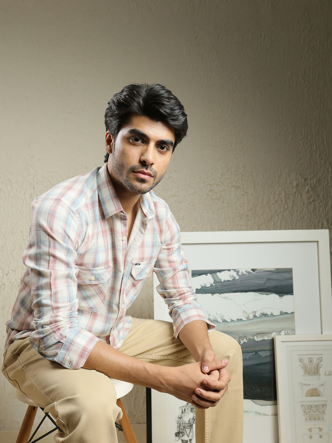 pink check shirt mens