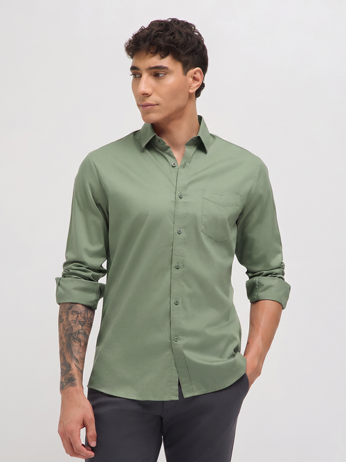 Pista Green Solid Casual Shirt