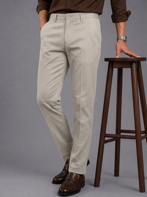Pista Grey Solid Casual Trousers