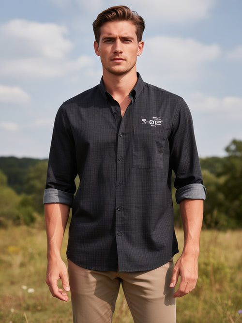 Charcoal Black Plain Casual Shirt
