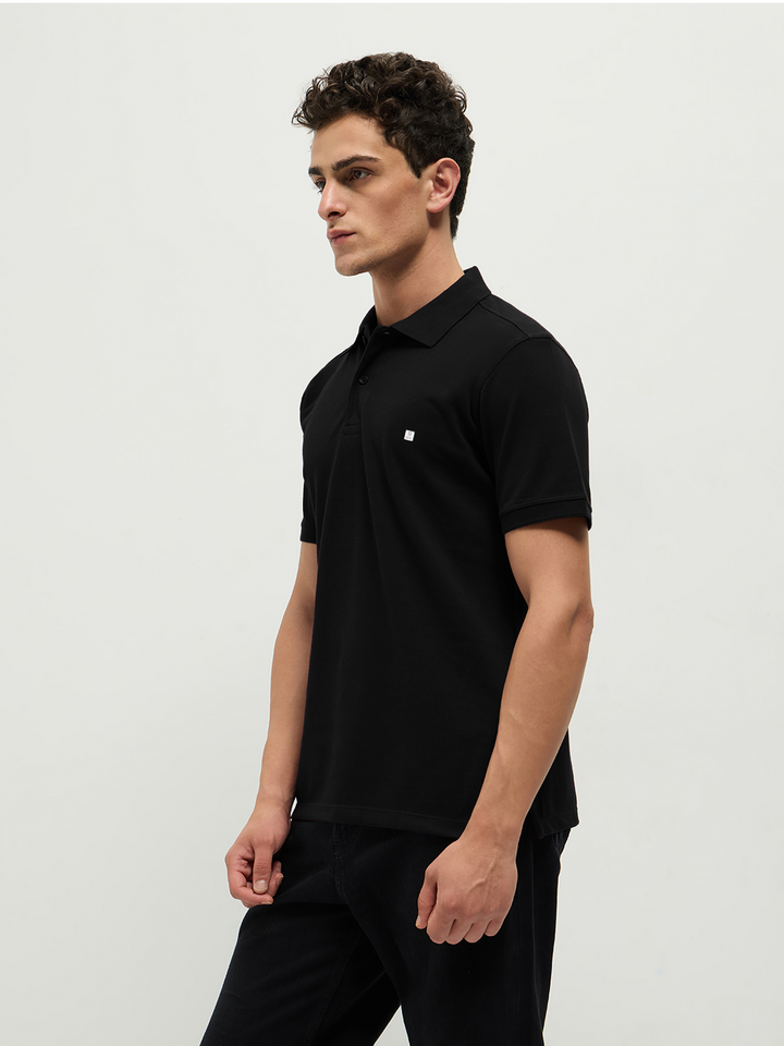 polo neck black t shirt