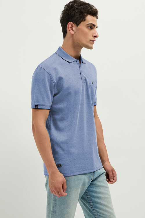 OTTO Essentials Ferro Polo T-Shirt for Men | Dual Tone Premium Light Grey Blue Polo Tee