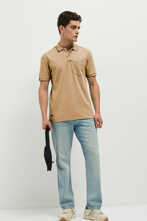 OTTO Essentials Ferro Polo T-Shirt for Men | Dual Tone Premium Dust Strom Polo Tee