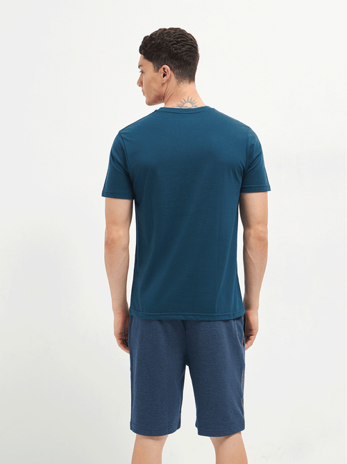 Motto T-Shirt Crew Neck Blue