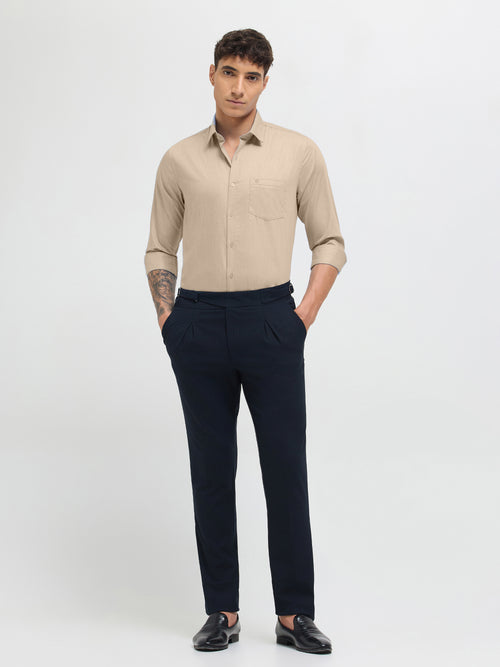 Light Beige Solid Formal Shirt