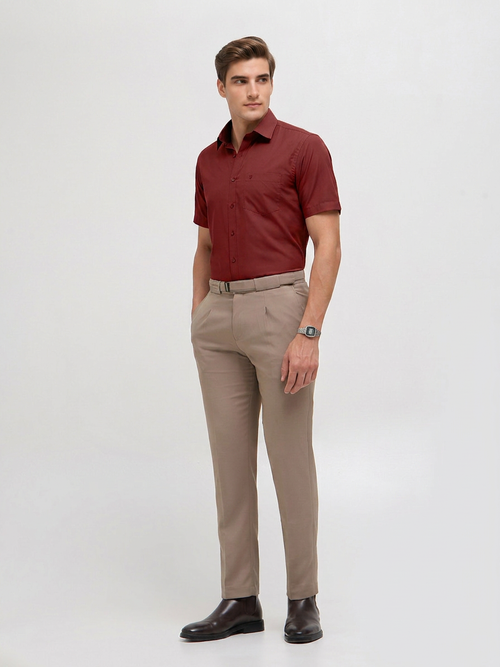 Brick Red Solid Formal Shirt