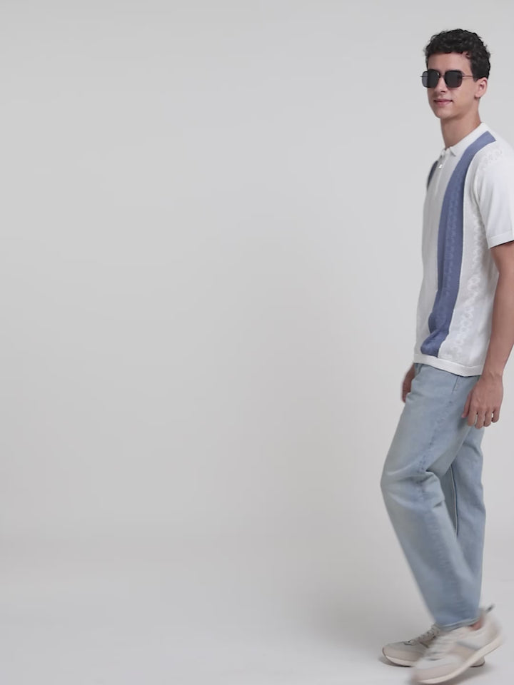 Blue Stripes Polo T Shirt