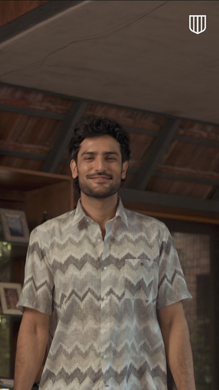 Grey Abstract Printed Casual Shirt