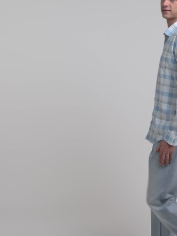 Blue Checkered Semi Casual Shirt