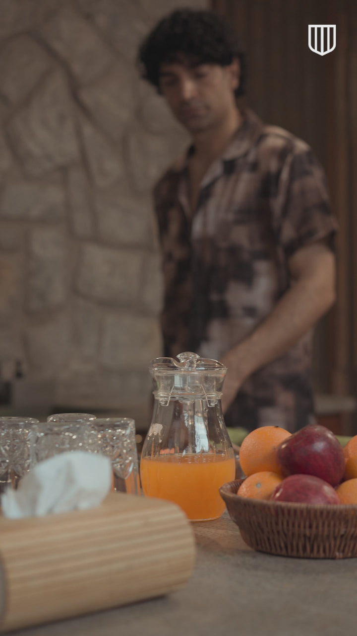 Brown with Black Geometric Printed Casual Shirt