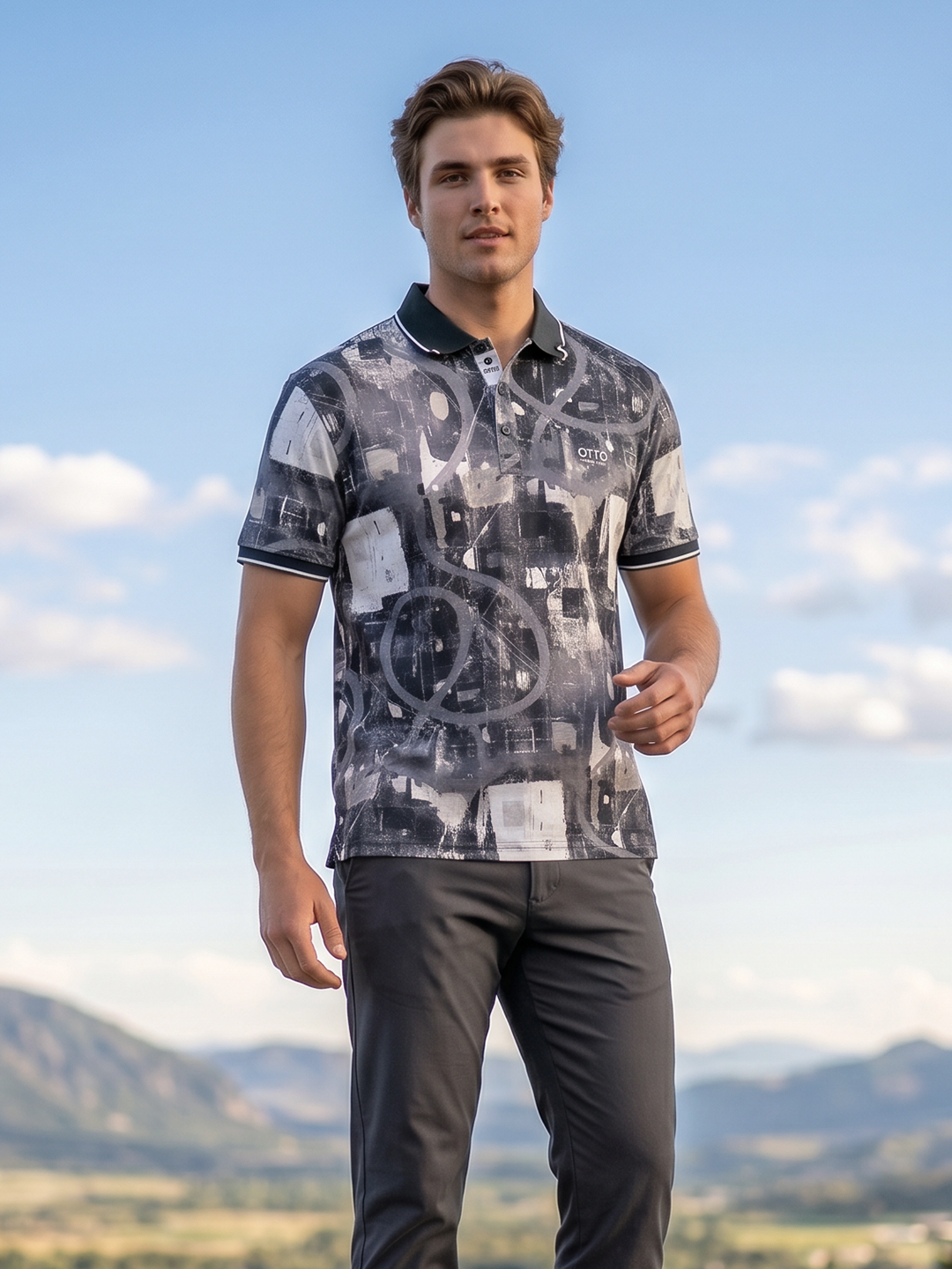 printed polo t shirt