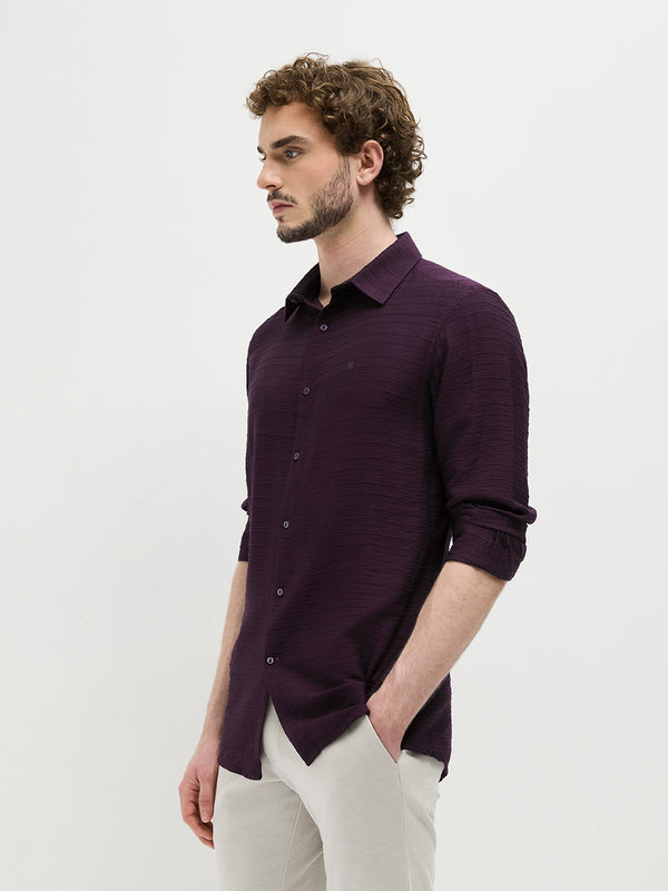 Purple Checked Casual Shirt