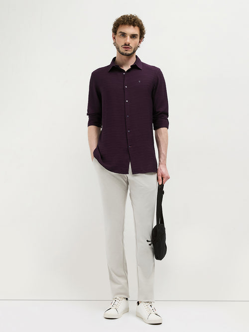 Purple Checked Casual Shirt