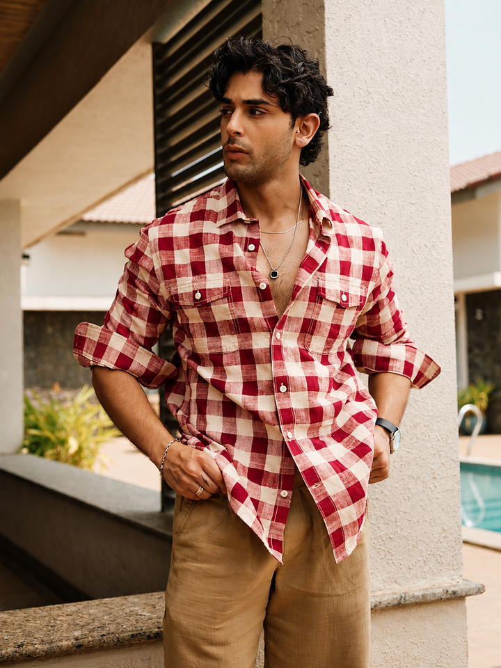 red checked shirt