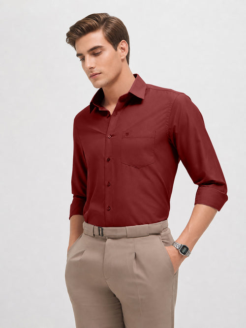 Brick Red Solid Formal Shirt