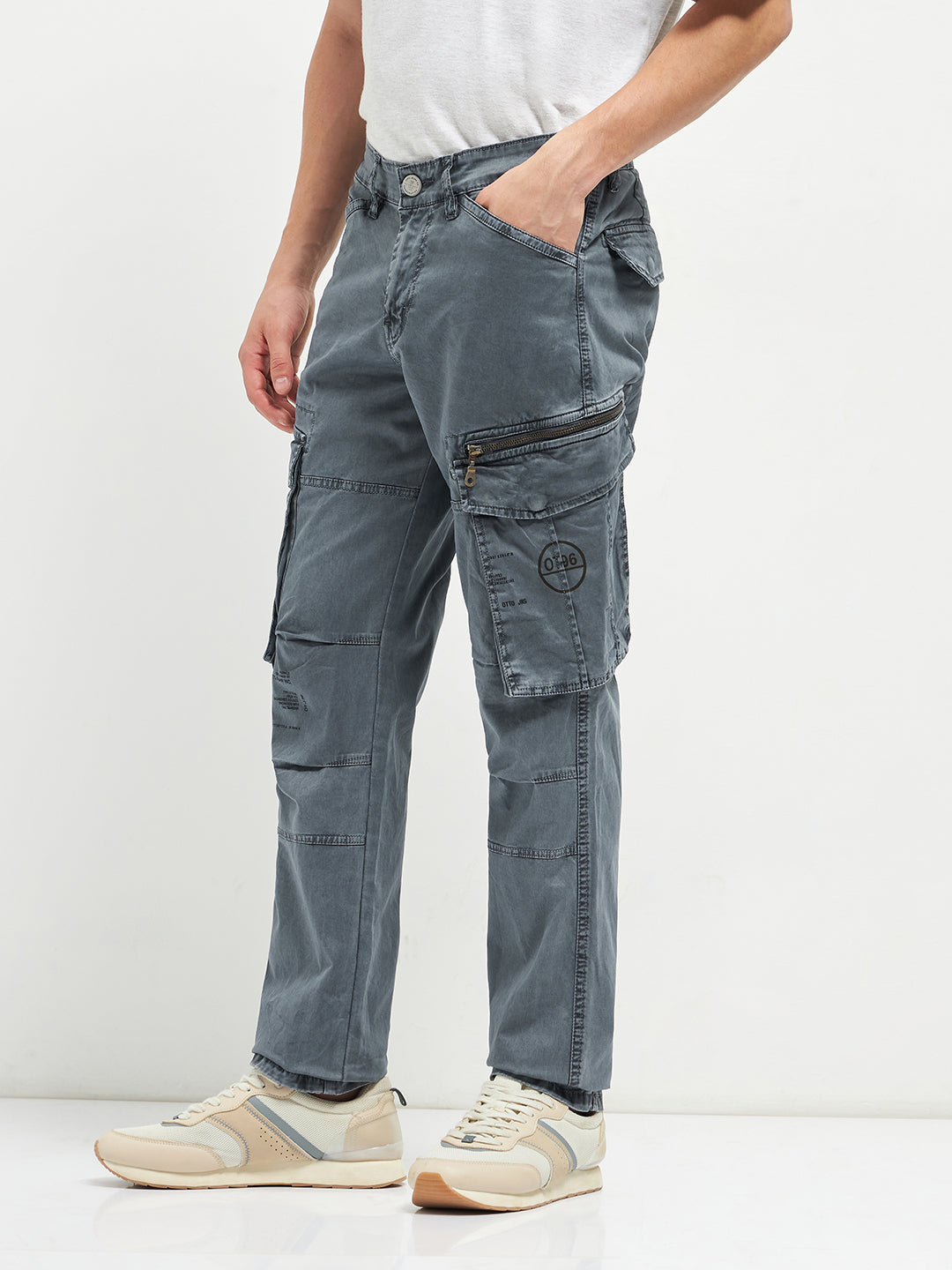 regular fit cotton trousers