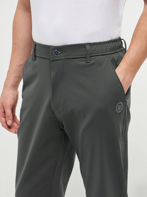 Dark Grey Stretchable Lycra Cotton Traveler Trouser