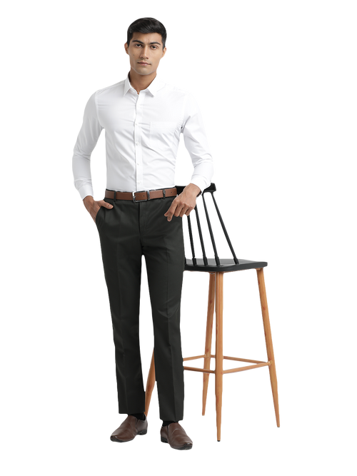 Olive Micro Dobby Solid Trousers