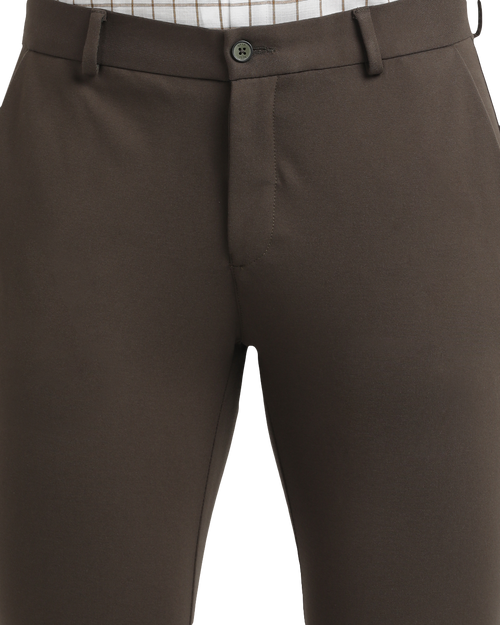 Navy Olive Lycra Cotton Stretchable Solid Trousers