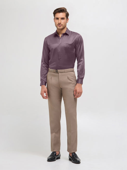 Rose Taupe Solid Satin Formal Shirt