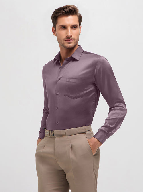 Rose Taupe Solid Satin Formal Shirt