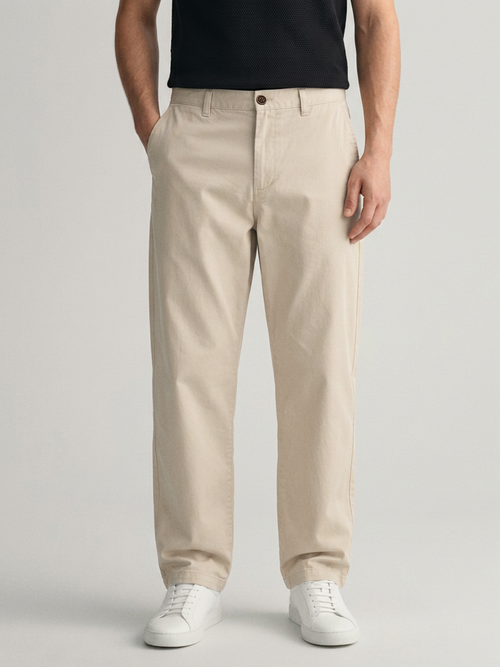 Beige Sand Solid Casual Trousers