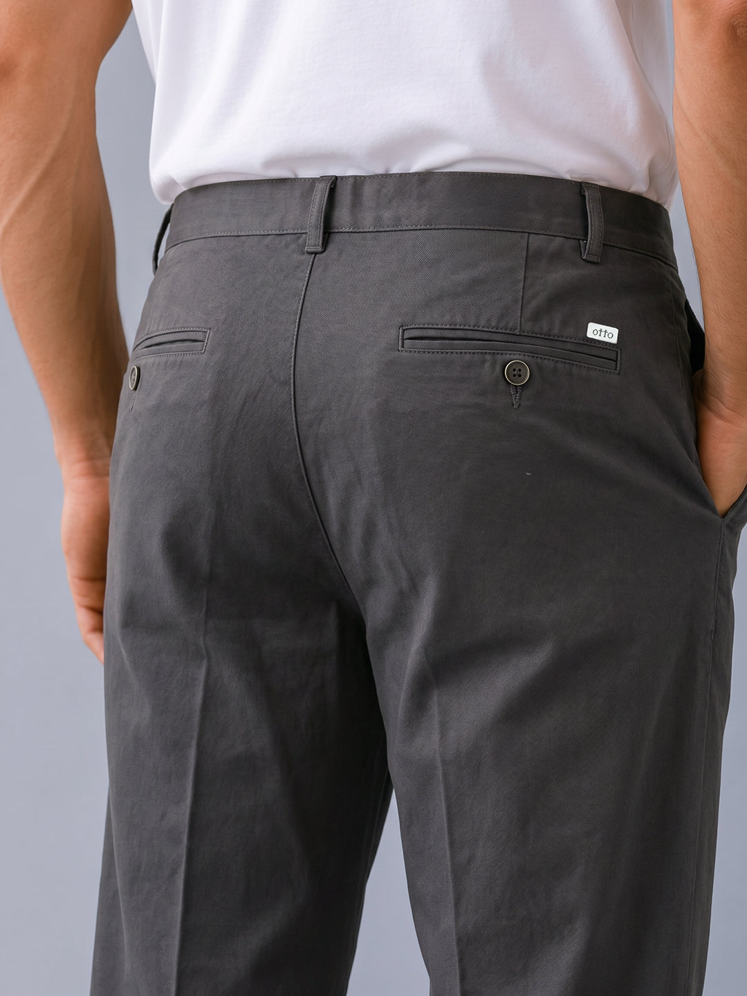 Dark Graphite Solid Casual Trousers