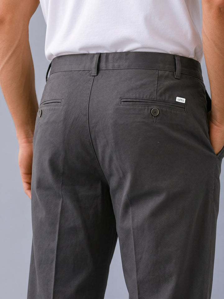 Dark Graphite Solid Casual Trousers