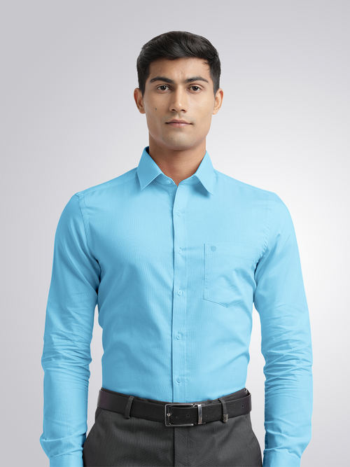 Sky Blue Micro Dobby Solid Shirt