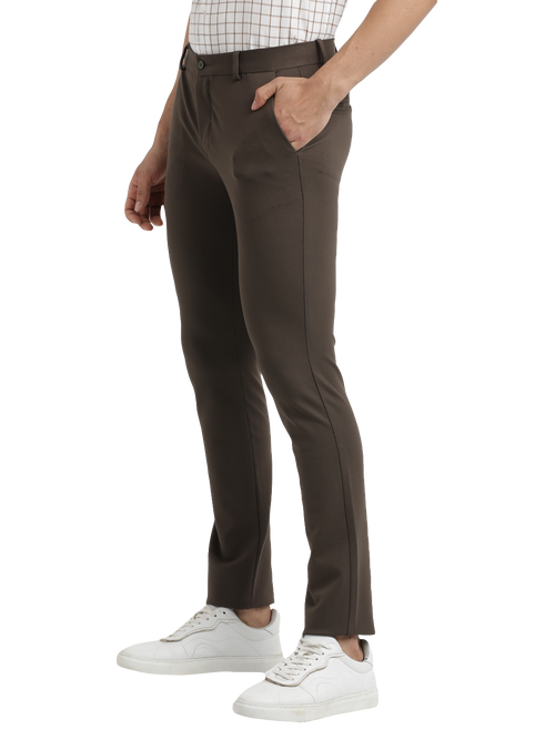 Navy Olive Lycra Cotton Stretchable Solid Trousers