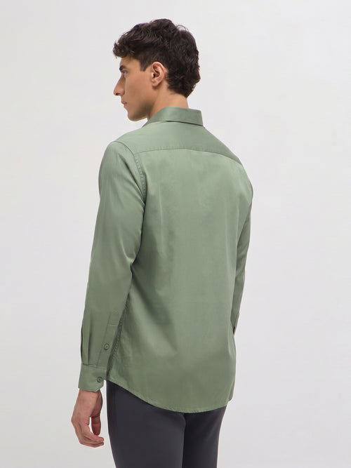 Pista Green Solid Casual Shirt