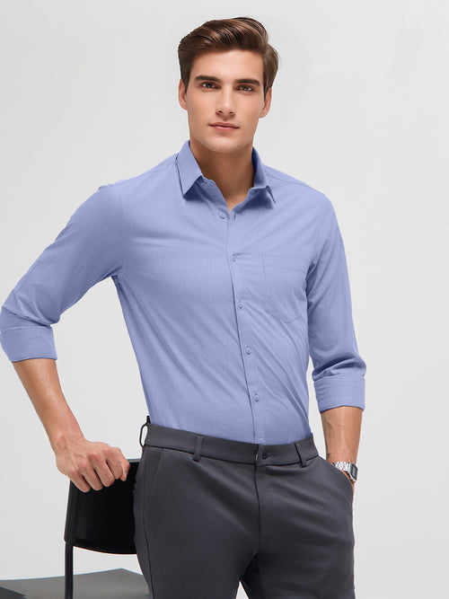 Blue Gray Solid Formal Shirt