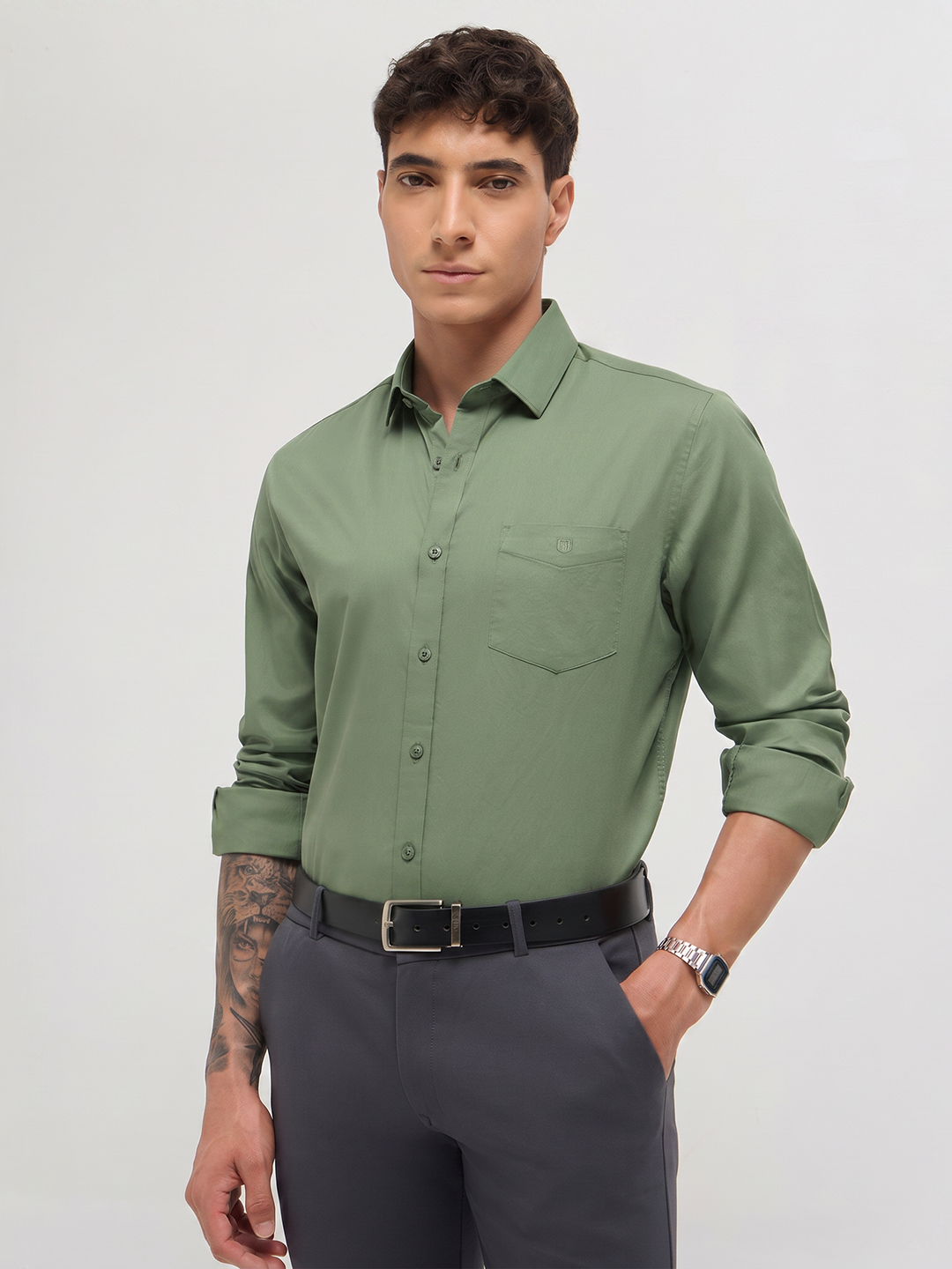 solid green shirt