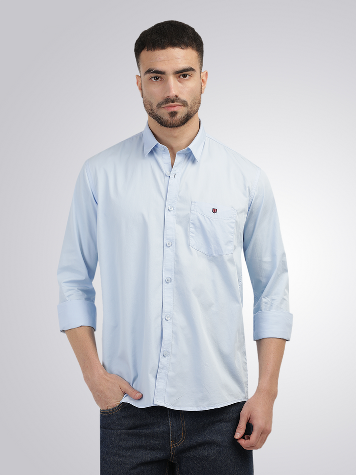 solid light blue shirt