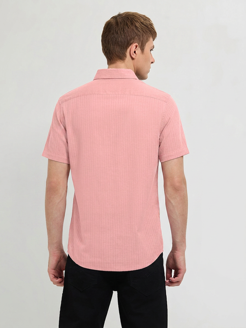 Creamy Peach Solid Casual Shirt
